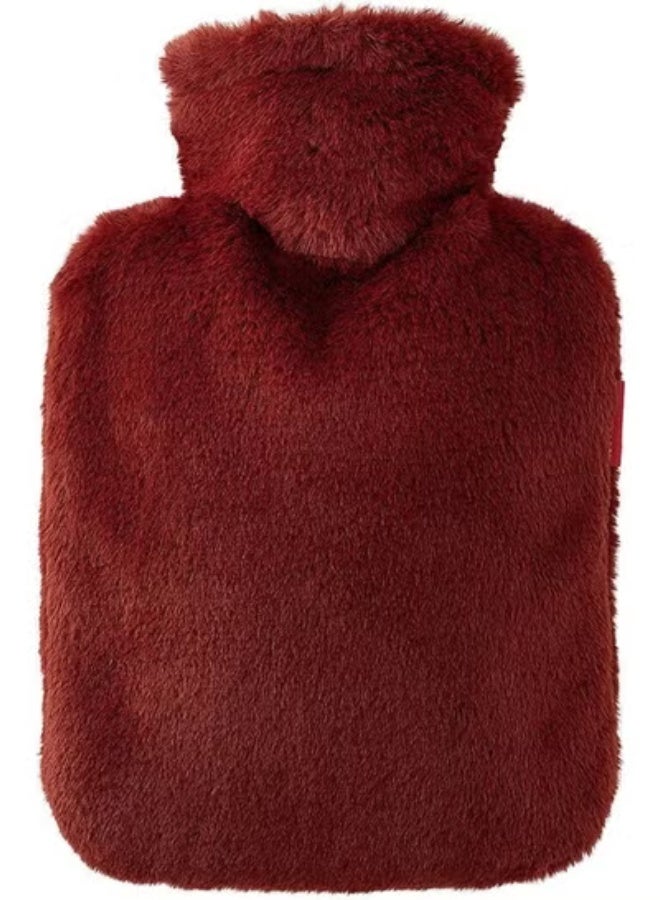 قربة مياه حرارية كلاسيكية بجراب فرو ناعم فاخر - مطاط طبيعي عالي الجودة لتسكين الآلام وتدفئة الجسم - زجاجة تدفئة مانعة للتسرب - Image 2